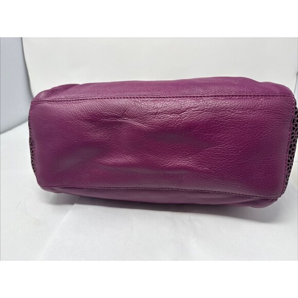 ELLIOTT LUCCA Purple Plum Lazer Pattern Cut Leather Carryall Tote Large - Picture 9 of 13